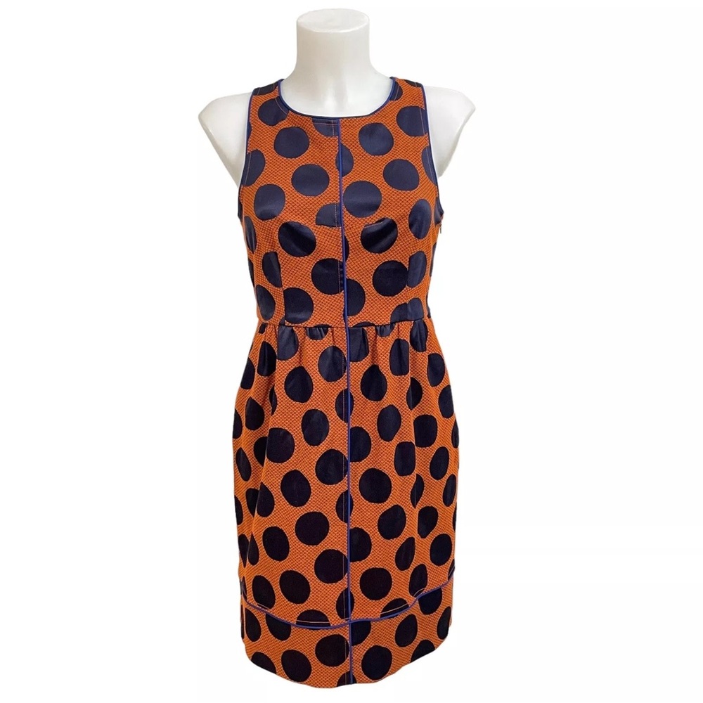 Anthropologie Maeve Navy Polka Dot Cross Back Dress 2 NWT